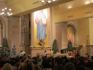 Midnight mass on Christmas.
